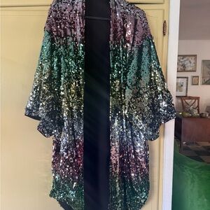 Multicolor Sequin Kimono
